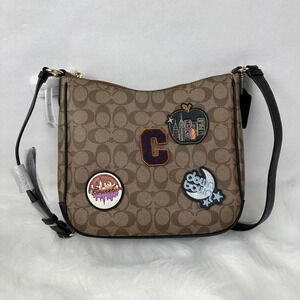 Coach Ellie File Crossbody Bag In Signature Canvas With Disco Patches C6919 NWT